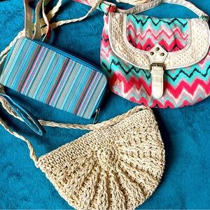 Boho Bag Bundle 2 purses and a clutch wallet woven patterned colorful beach